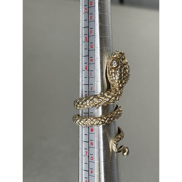 Gothic Head Snake Serpent Ring Gold plate Sterling Silver .925 Cobra Size 5.75 - Picture 1 of 5